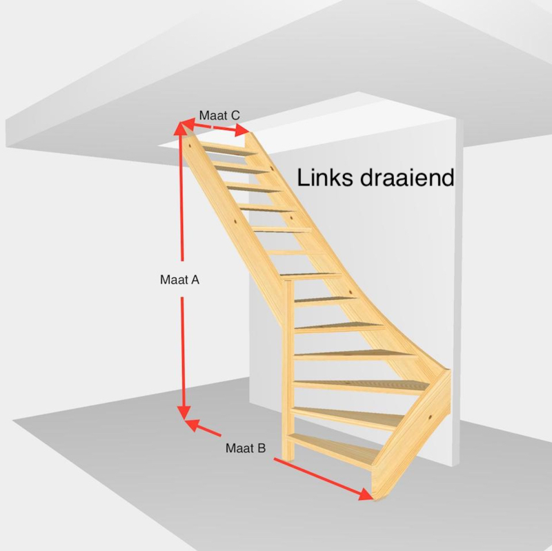 Onderkwart open. Hoogte van 273cm t/m 301cm