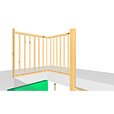 Verdiepingshekwerk met ronde spijlen.