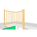 Verdiepingshekwerk met rechthoekige spijlen.