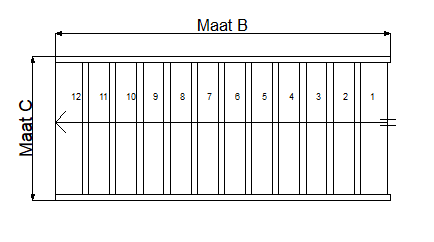 Steektrap open. Hoogte van 254cm t/m 279cm