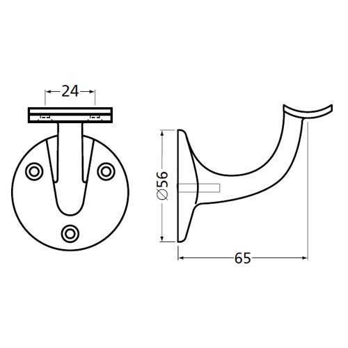 Leuningdrager LD-1 aluminium, prijs per stuk