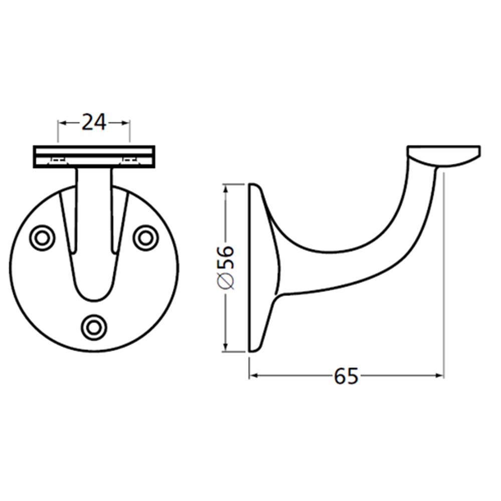 Leuningdrager LD-2 aluminium, prijs per stuk