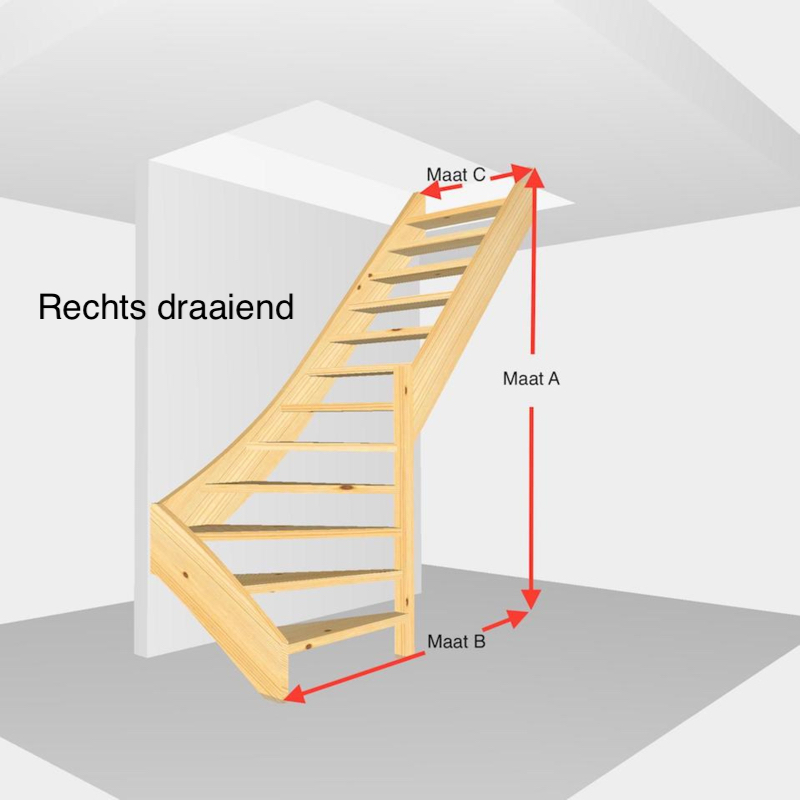 Onderkwart open. Hoogte van 254cm t/m 279cm