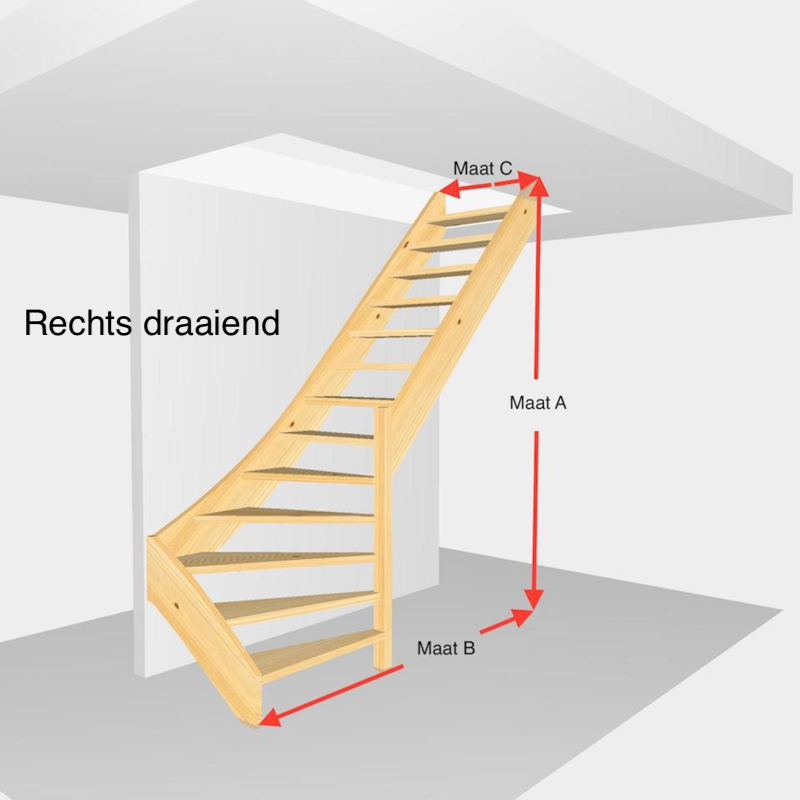 Onderkwart open. Hoogte van 273cm t/m 301cm