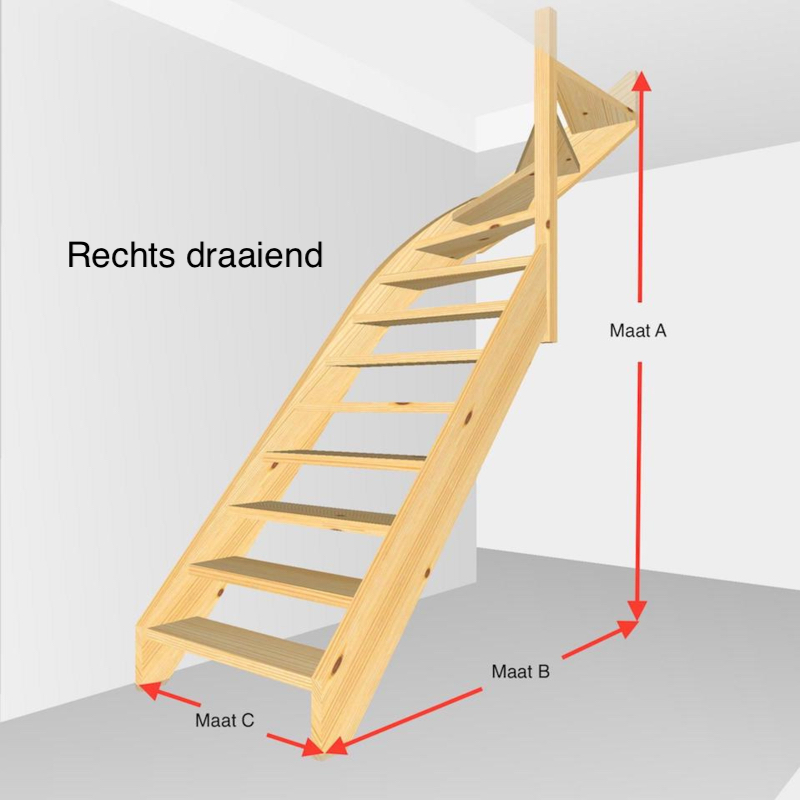 Bovenkwart open. Hoogte van 254cm t/m 279cm