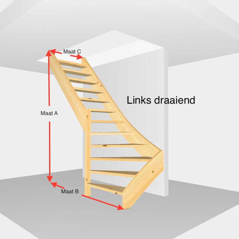 Onderkwart open. Hoogte van 254cm t/m 279cm